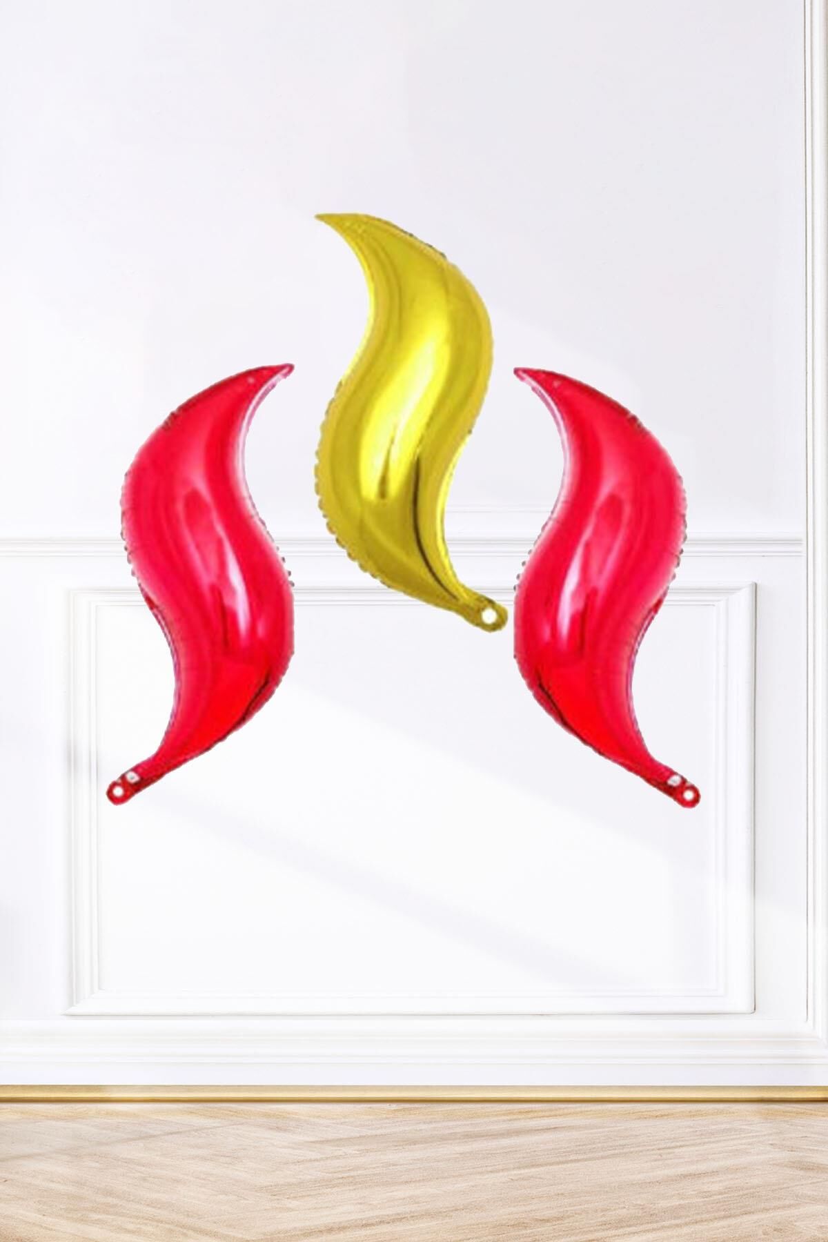 Ateş Şeklinde Balon Seti 3 lü . İtfaiye Fire Balon Konsept Folyo Balon Seti