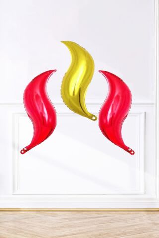 Ateş Şeklinde Balon Seti 3 lü . İtfaiye Fire Balon Konsept Folyo Balon Seti