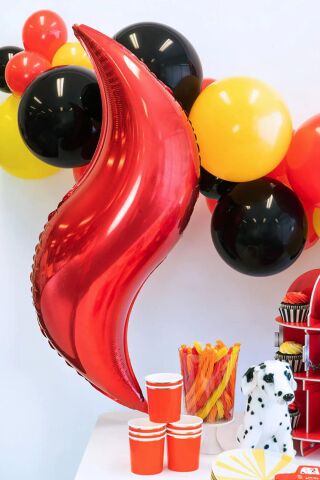 Ateş Şeklinde Balon Seti 3 lü . İtfaiye Fire Balon Konsept Folyo Balon Seti