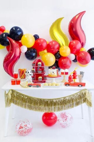 Ateş Şeklinde Balon Seti 3 lü . İtfaiye Fire Balon Konsept Folyo Balon Seti