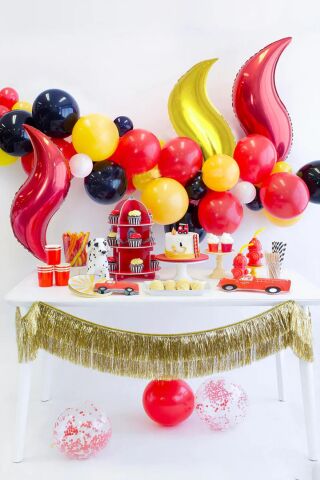 Ateş Şeklinde Balon Seti 3 lü . İtfaiye Fire Balon Konsept Folyo Balon Seti