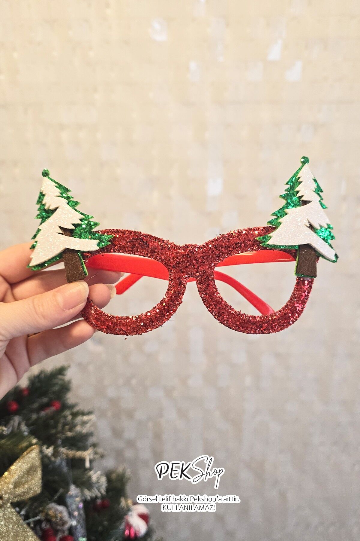 Yılbaşı Simli Çam Ağacı Gözlük Yılbaşı Parti Gözlüğü