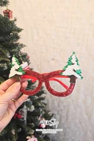 Yılbaşı Simli Çam Ağacı Gözlük Yılbaşı Parti Gözlüğü