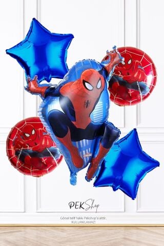 Örümcek Adam Balon Seti Doğum Günü Balon Süsleme Seti 5 li Set