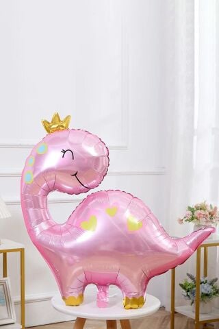 Pembe Dinazor Folyo Balon Sevimli Pembe Dinozor Kız Doğum Günü Balonu
