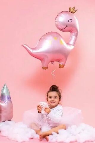 Pembe Dinazor Folyo Balon Sevimli Pembe Dinozor Kız Doğum Günü Balonu