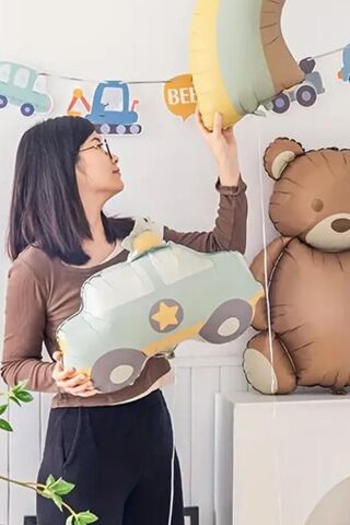 Retro Polis Arabası Bohem Folyo Balon