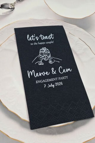 Let's Toast Konsept Kişiye Özel Siyah Peçete