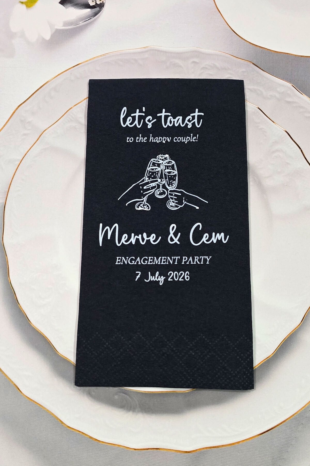 Let's Toast Konsept Kişiye Özel Siyah Peçete