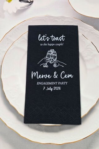 Let's Toast Konsept Kişiye Özel Siyah Peçete