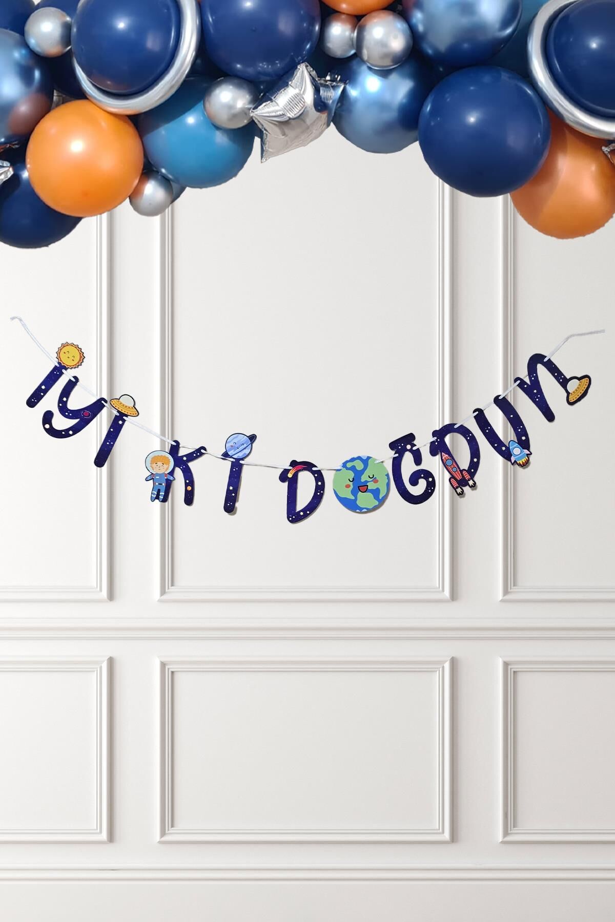 Uzay Tema İyi Ki Doğdun Banner Uzay Konsept Doğum Günü Duvar Süsü