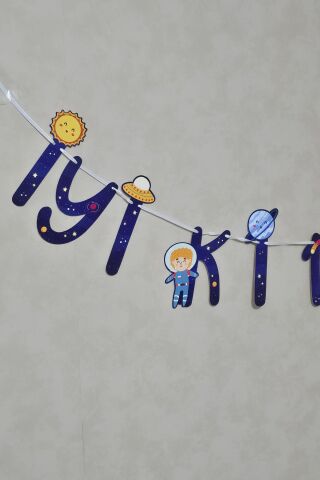 Uzay Tema İyi Ki Doğdun Banner Uzay Konsept Doğum Günü Duvar Süsü