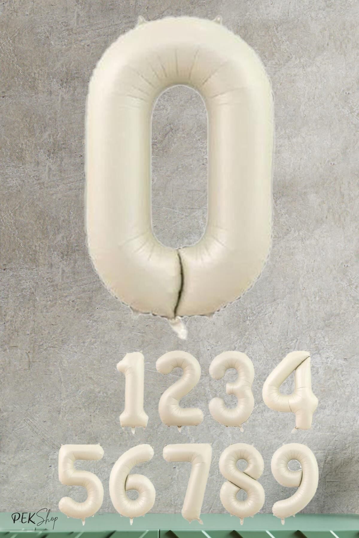 Krem Renk Rakam Folyo Balon 0