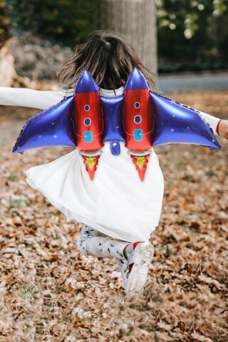 Roket Kanatları Folyo Balon İple Bağlanabilir Sırta Takılan Roket Folyo Balon