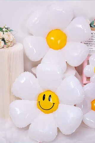 Gülen Papatya Büyük Folyo Balon Papatya Balon 110cm