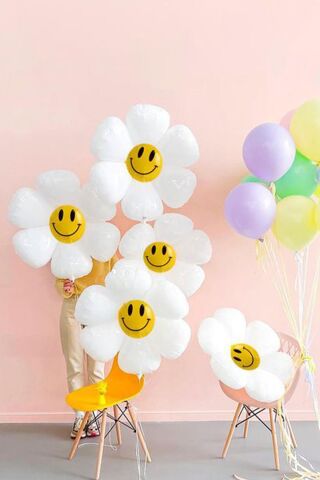 Gülen Papatya Büyük Folyo Balon Papatya Balon 110cm