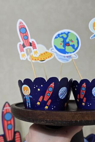 Uzay Konsept Cupcake Sargısı 10'lu