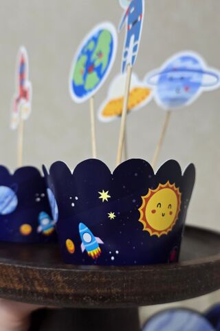 Uzay Konsept Cupcake Sargısı 10'lu