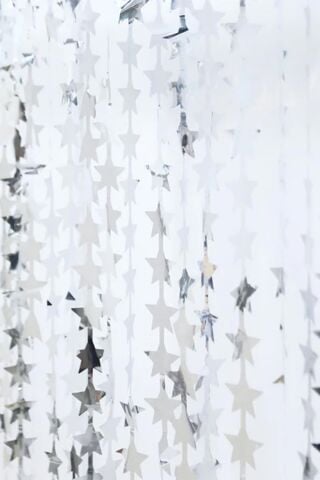 Yıldız Şekilli Gümüş Fon Perdesi Yılbaşı Doğum Günü Fon Kapı Perdesi Parlak Gümüş