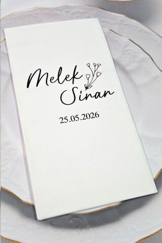 Zarif El Yazısı Çiçek Konsept Baskılı Peçete