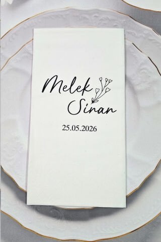 Zarif El Yazısı Çiçek Konsept Baskılı Peçete