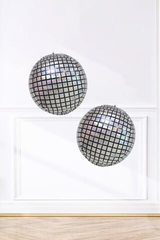 2 Adet Mini Disko Topu Folyo Balon Disko Temalı Parti Balonu Minik Disko Topu Folyo Balonlar 2li