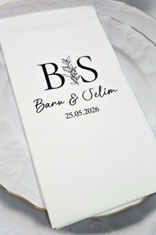 Zarif El Yazısı Baş Harf Konsept Baskılı Peçete