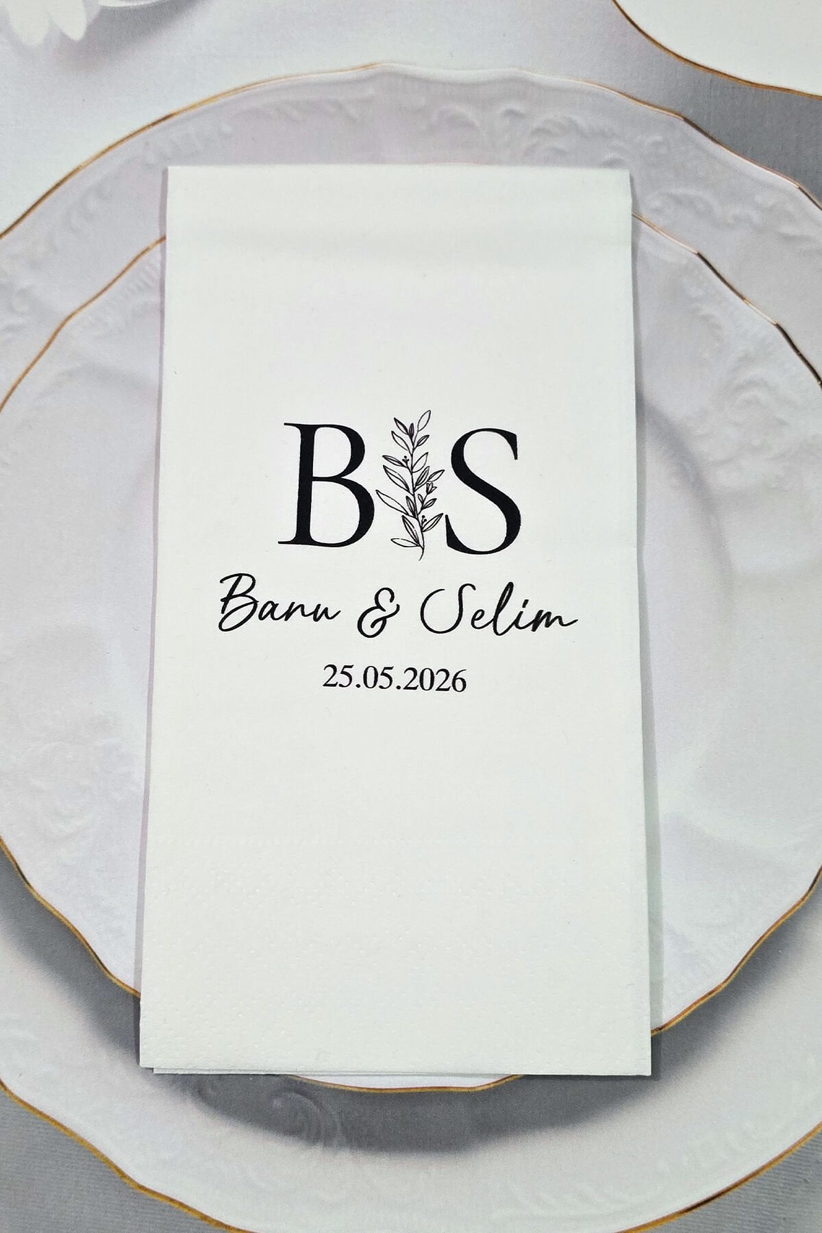 Zarif El Yazısı Baş Harf Konsept Baskılı Peçete