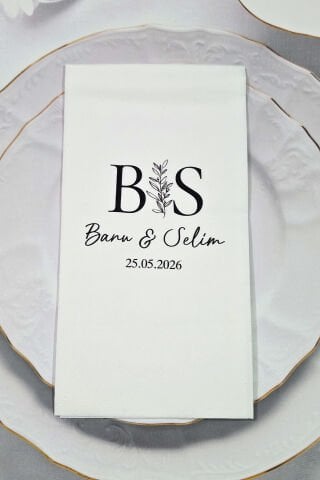 Zarif El Yazısı Baş Harf Konsept Baskılı Peçete