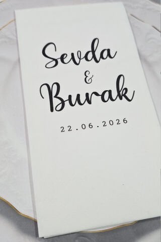 İsimler Tarih Baskılı Nişan Düğün Konsept Baskılı Peçete