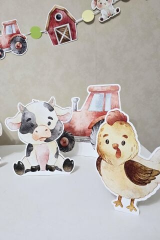 Çiftlik Tema Ayaklı Pano Seti Doğum Günü Masa Üstü Panolar