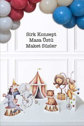 Sirk Tema Ayaklı Pano Seti Doğum Günü Masa Üstü Panolar