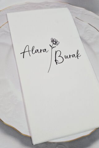 Zarif Çiçek Konsept Baskılı Peçete