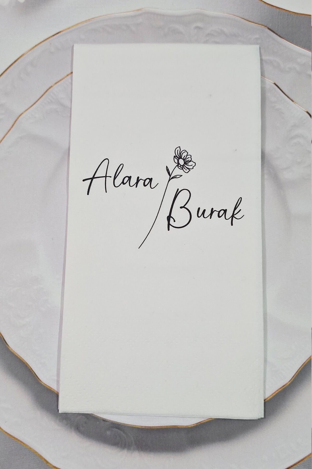 Zarif Çiçek Konsept Baskılı Peçete