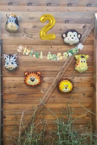 Safari Temalı Doğum Günü Parti Seti Yaş Balonlu Bannerlı Doğum Günü Süsleme Seti