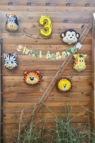 Safari Temalı Doğum Günü Parti Seti Yaş Balonlu Bannerlı Doğum Günü Süsleme Seti