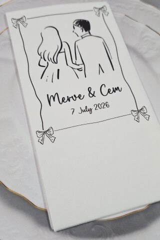 Gelin Damat Figürlü Konsept Baskılı Peçete