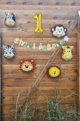 Safari Temalı Doğum Günü Parti Seti Yaş Balonlu Bannerlı Doğum Günü Süsleme Seti 1