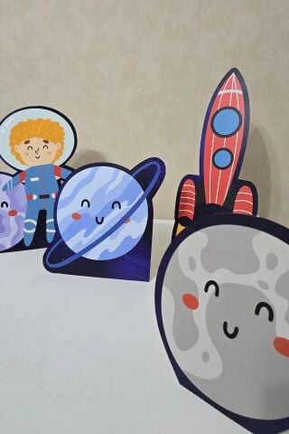 Uzay Tema Ayaklı Pano Seti Doğum Günü Masa Üstü Panolar