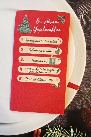 Yılbaşında Yapılacaklar Kırmızı Yılbaşı Peçetesi 12li