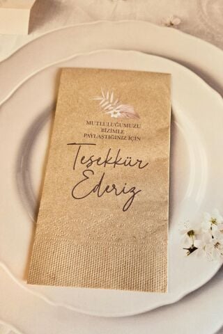 Mutluluğumuzu Paylaştığınız İçin Teşekkür Ederiz Yazılı Kraft Peçete 12li Paket