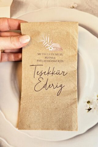 Mutluluğumuzu Paylaştığınız İçin Teşekkür Ederiz Yazılı Kraft Peçete 12li Paket