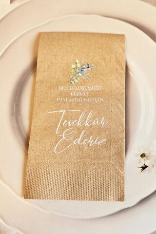 Beyaz Yazılı Mutluluğumuzu Paylaştığınız İçin Teşekkür Ederiz Yazılı Kraft Peçete 12li Paket