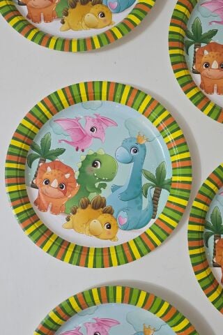 Dinazor Tema Karton Tabak Yuvarlak 8 Adetli Paket