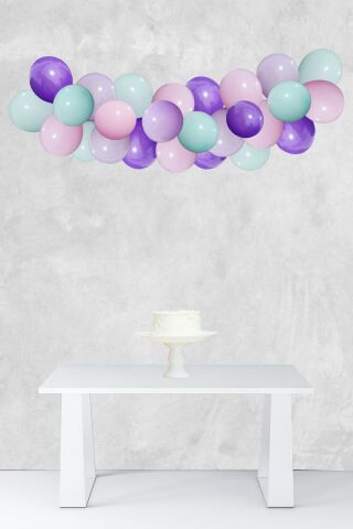 Soft Makaron Konsept Balon Zinciri Deniz Kızı Tema Parti Balon Seti 42 Parça