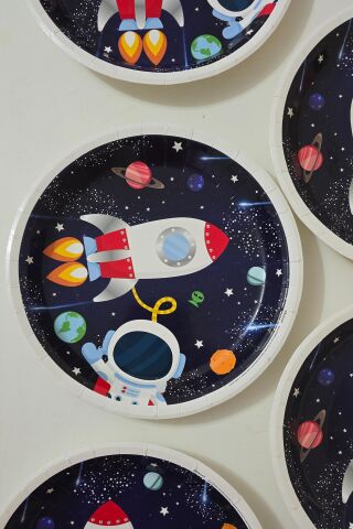 Uzay Tema Karton Tabak 8 li Paket Galaksi Tabak