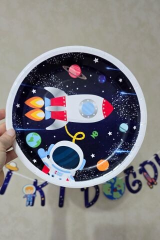 Uzay Tema Karton Tabak 8 li Paket Galaksi Tabak