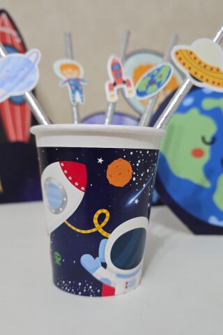 Uzay Tema Karton Bardak 8li
