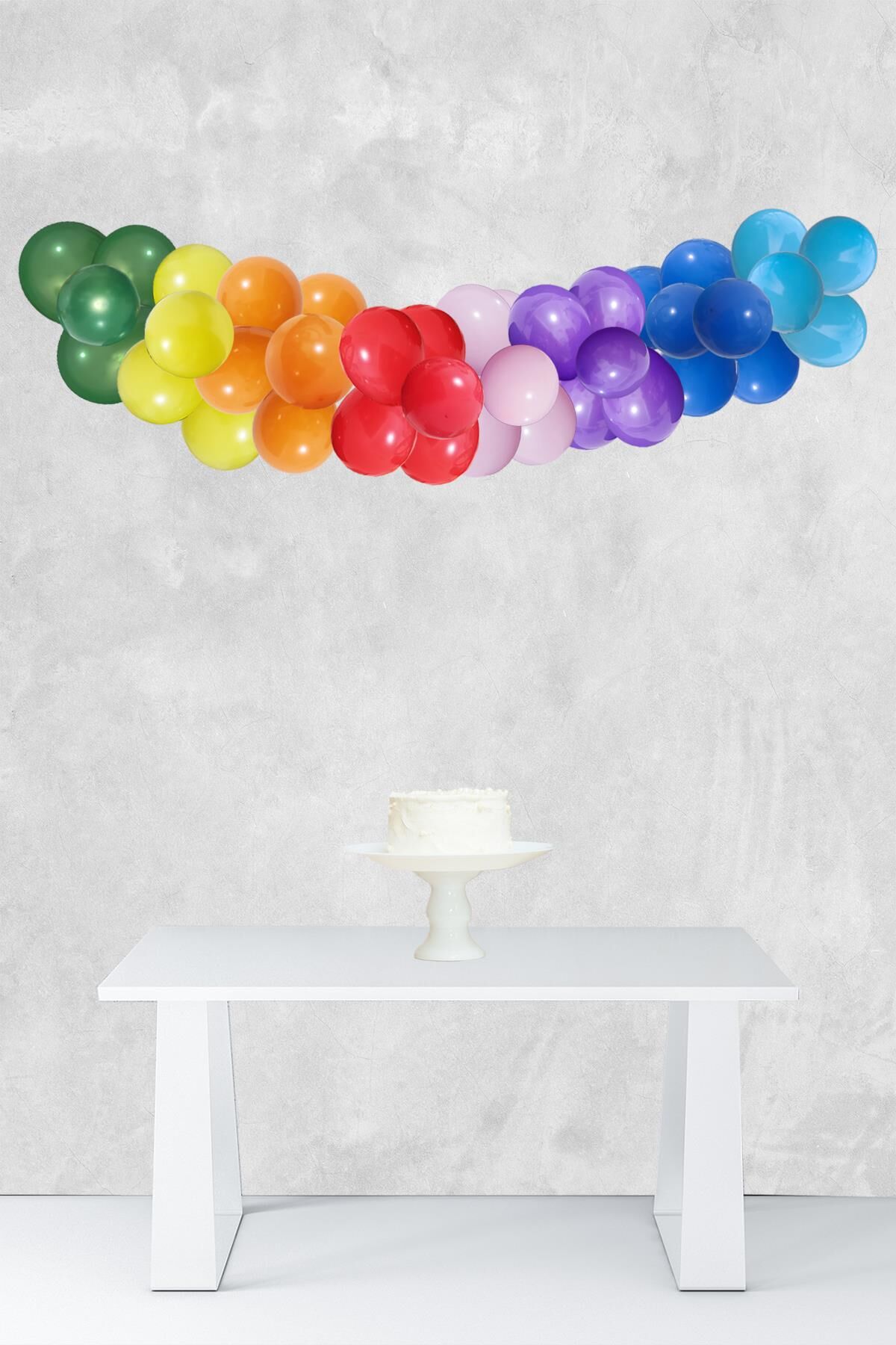 Gökkuşağı Konsept Balon Zinciri Gökkuşağı Tema Parti Balon Seti 47 Parça