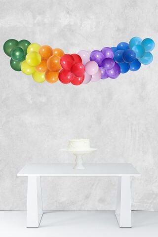 Gökkuşağı Konsept Balon Zinciri Gökkuşağı Tema Parti Balon Seti 47 Parça